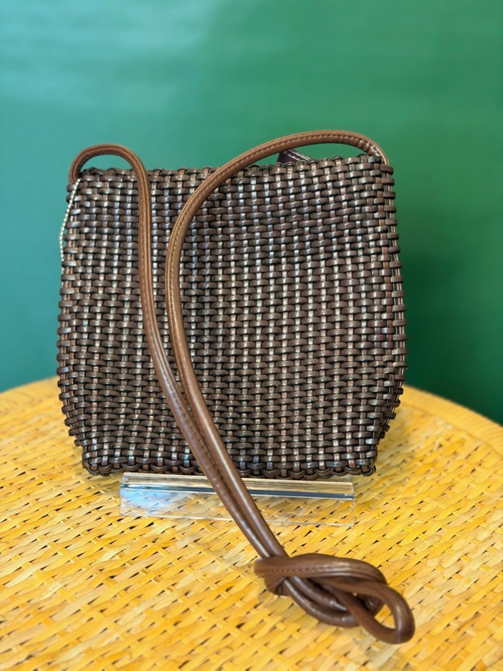 Vintage Nine West Brown‎ Woven Crossbody Bag